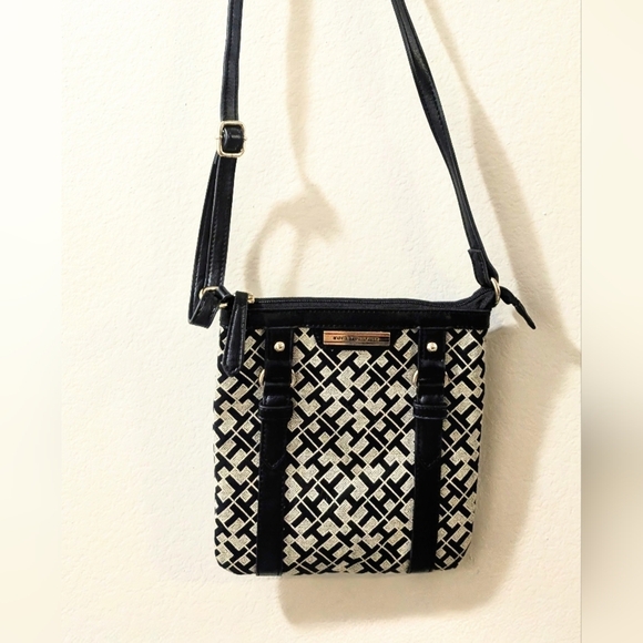 Nine West Handbags - Tommy Hilfiger Monogram Logo Crossbody Bag - Black & Cream/Tan